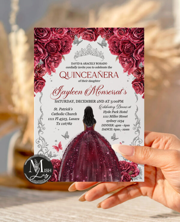 burgundy-silver-quinceanera-invitation