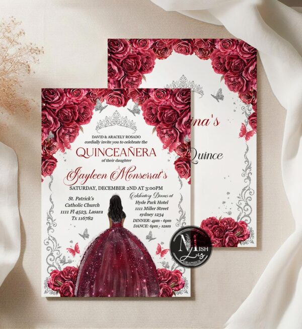 burgundy-silver-quinceanera-invitation
