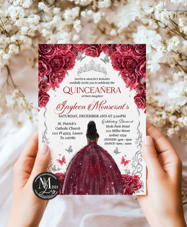 burgundy-silver-quinceanera-invitation