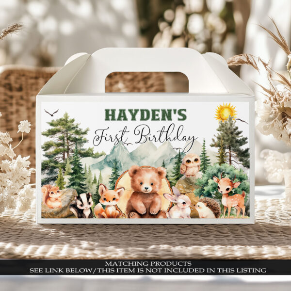 Editable Woodland Animals First Birthday Chip Bag | Wild One Party Favor Printable, Woodland Adventure Awaits, Forest Animals Theme - Image 4