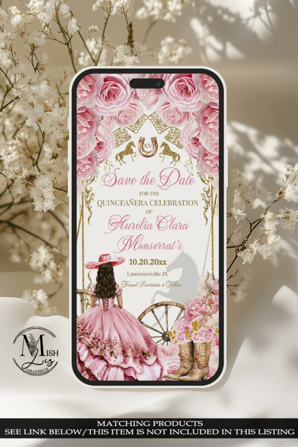 Country Western Quinceañera Chip Bag Template l Pink Roses & Cowboy Boots Party Favor | Quinceañera or Sweet 16 Digita l Party Signage - Image 4
