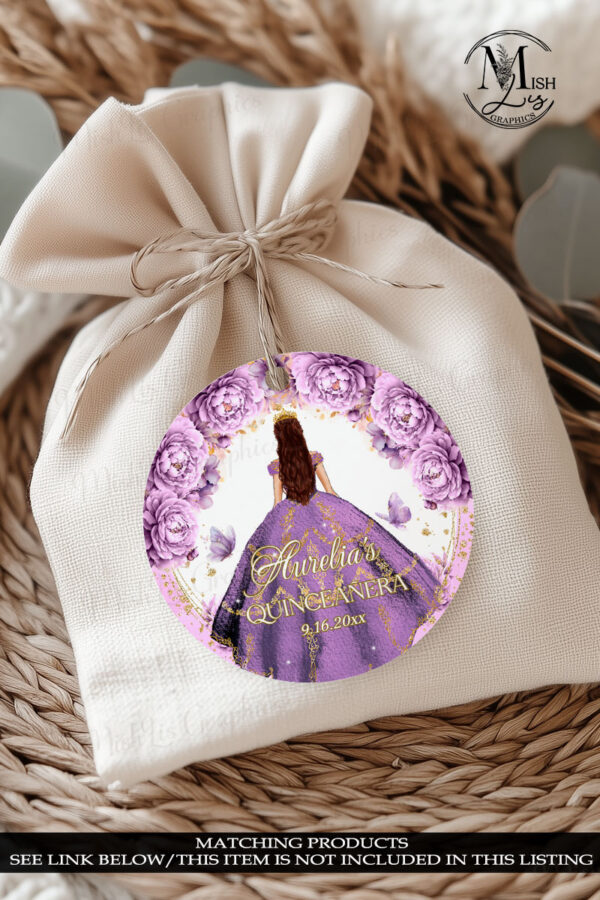 Purple Gold Quinceañera Invitation | Royal Lavender Floral and Gold Crown Design, Floral Mis Quince Anos Sweet 16 Birthday Girl Tiara - Image 7