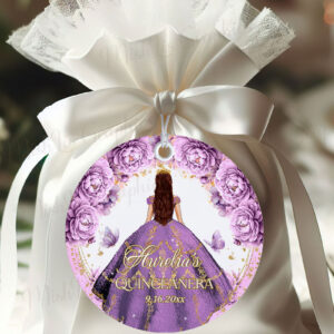 Purple & Gold Quinceañera Labels | Lavender Roses & Butterfly Stickers | Sweet 16 Printable Favor Tags Sweet 16 Printable, Avery Tags