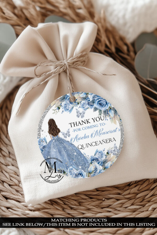 Elegant Baby Blue Roses Quinceanera Electronic Invitation with Silver Crown | Editable Template | Editable Mis Quince 15 Party Template - Image 8