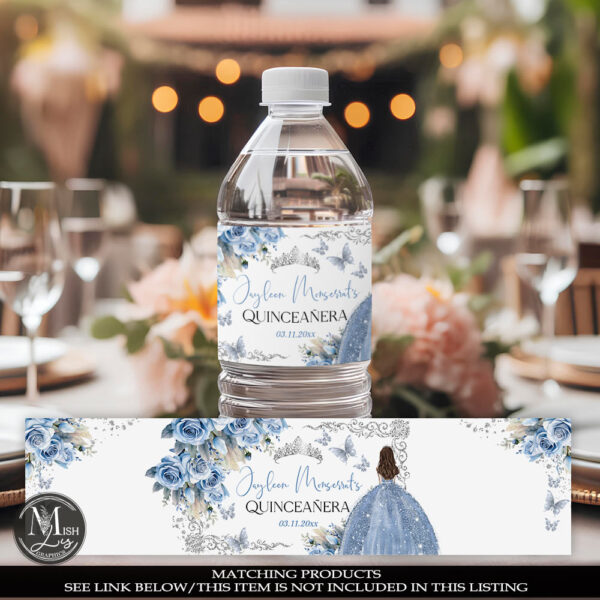 Elegant Baby Blue Roses Quinceanera Electronic Invitation with Silver Crown | Editable Template | Editable Mis Quince 15 Party Template - Image 6