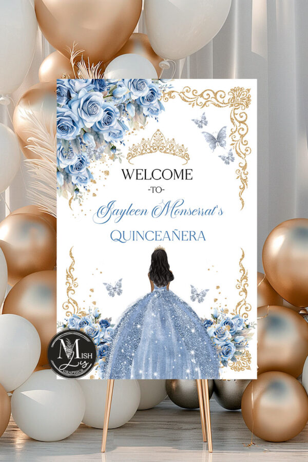 Baby Blue Quinceañera Welcome Sign