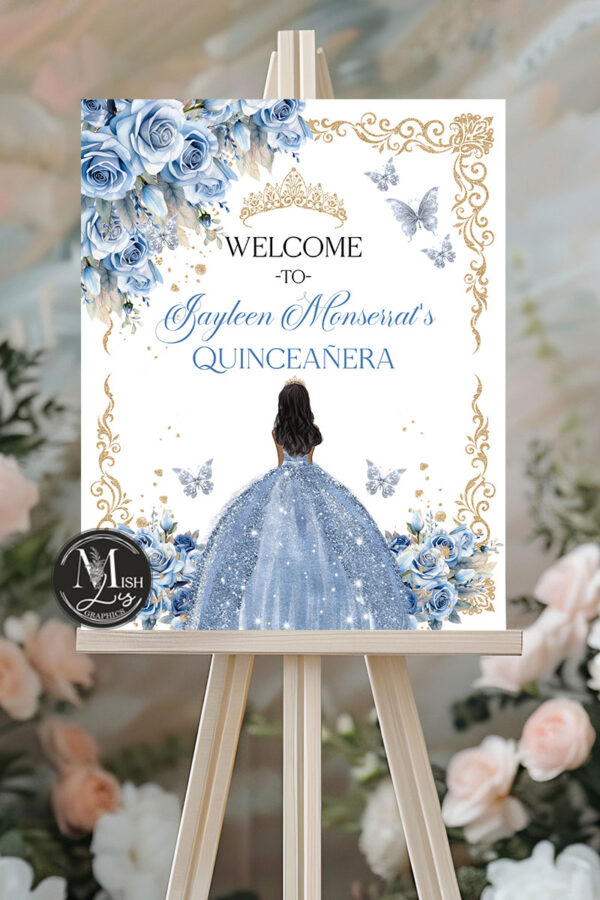 Baby Blue Quinceañera Welcome Sign