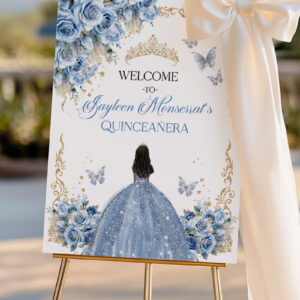 Baby Blue Quinceañera Welcome Sign