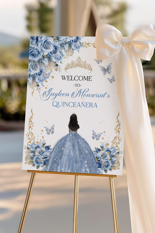 Baby Blue Quinceañera Welcome Sign