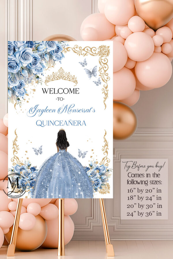 Baby Blue Quinceañera Welcome Sign