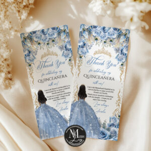 Baby Blue Quinceañera Thank You Card