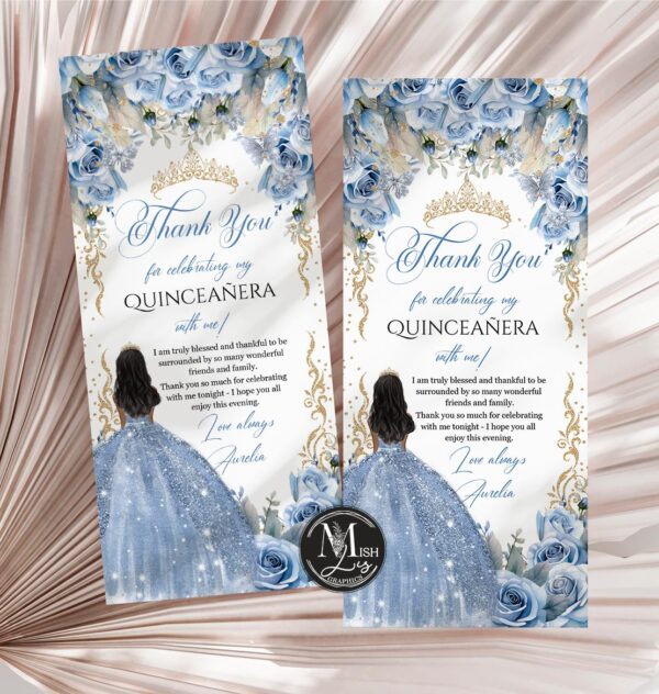 Baby Blue Quinceañera Thank You Card