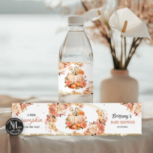 Pumpkin Baby Shower Water Bottle Labels