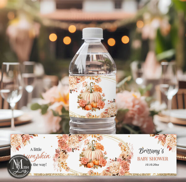 Pumpkin Baby Shower Water Bottle Labels