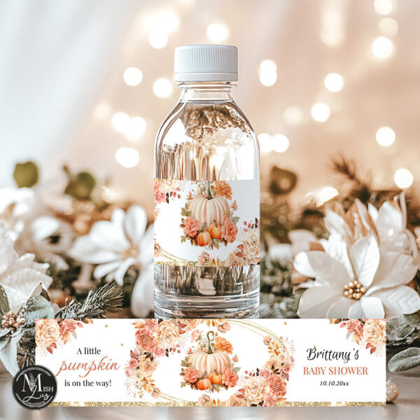 Pumpkin Baby Shower Water Bottle Labels