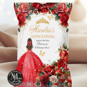 Red Roses Quinceañera Chip Bag