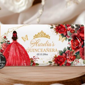 Red Roses Quinceañera Chocolate Wrapper