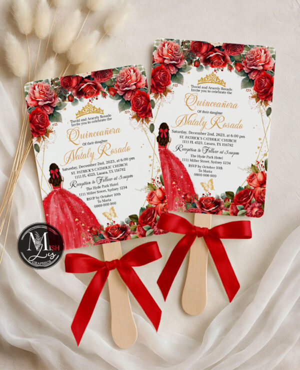 Red Roses Quinceañera Invitation