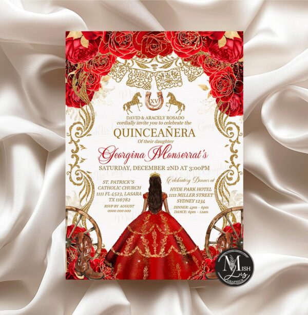 Rustic Red Quinceañera Invitation