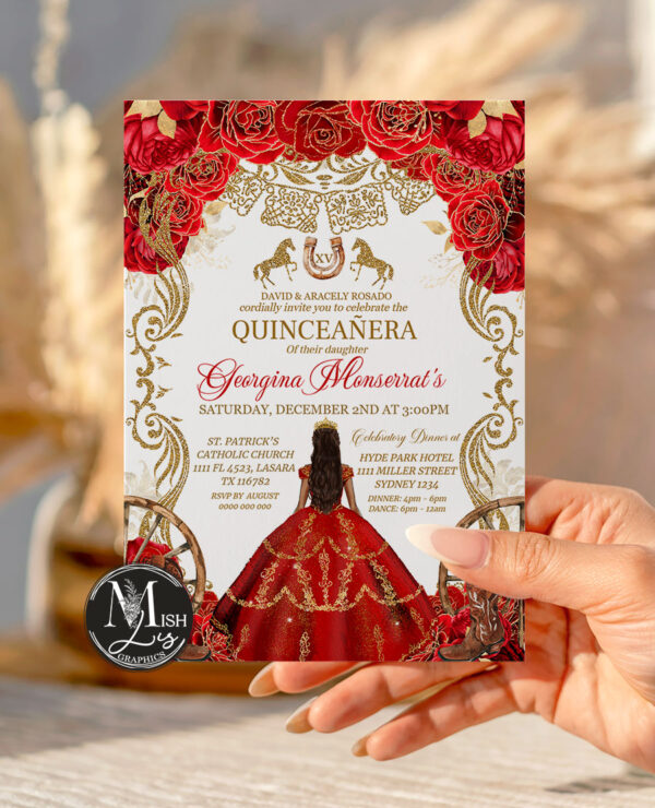 Rustic Red Quinceañera Invitation