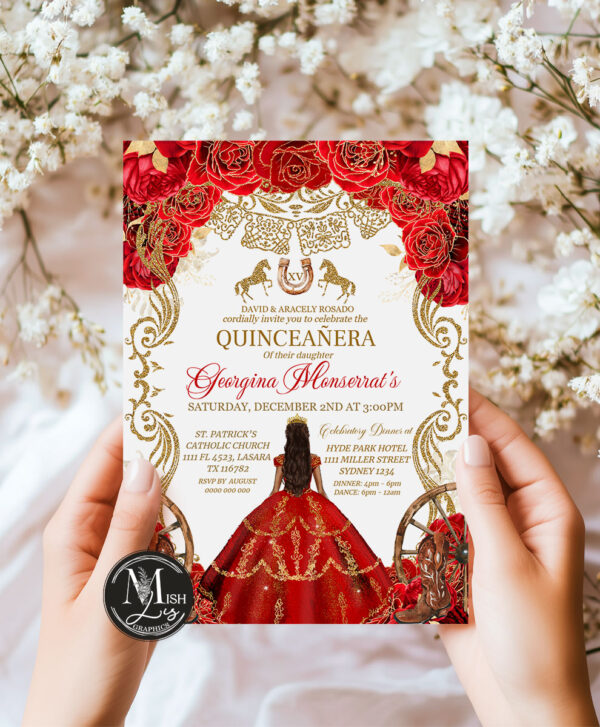 Rustic Red Quinceañera Invitation