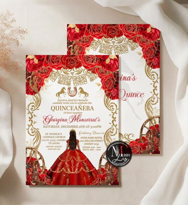Rustic Red Quinceañera Invitation