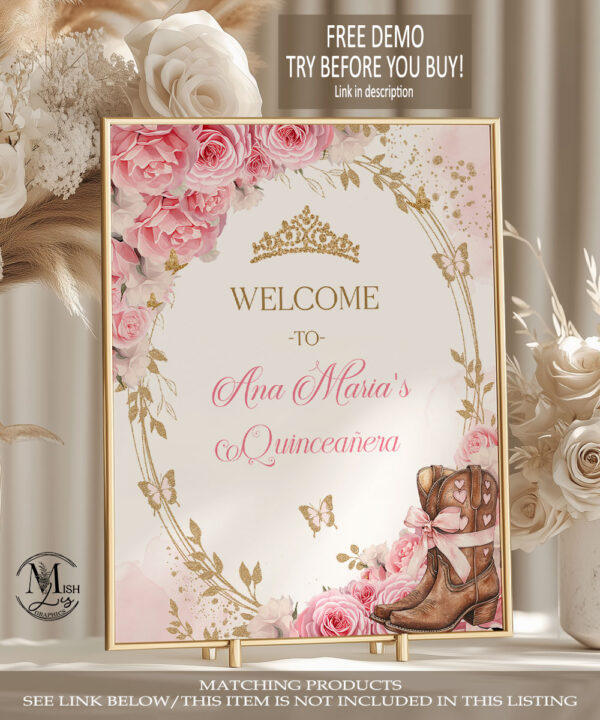 country western quinceanera welcome sign