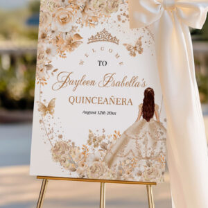 beige-champagne-quinceanera-welcome-sign