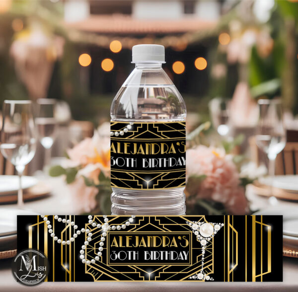 Great Gatsby Water Bottle Labels