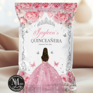Pink Silver Quinceañera Chip Bag