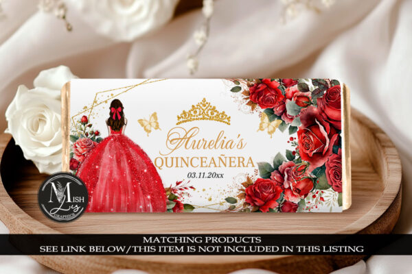 Red Roses Quinceañera Chocolate Wrapper
