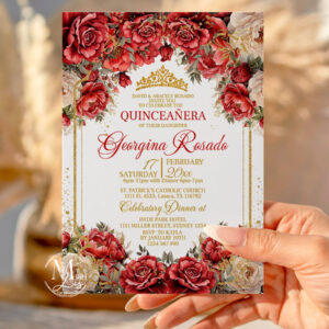 Red Roses Quinceañera Invitation