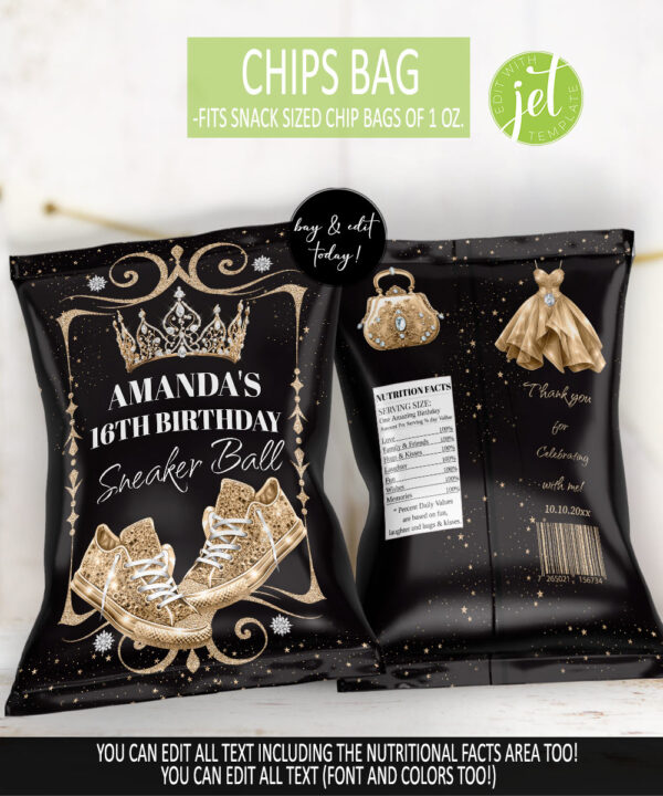 Royal Black Sneakers Chip Bag