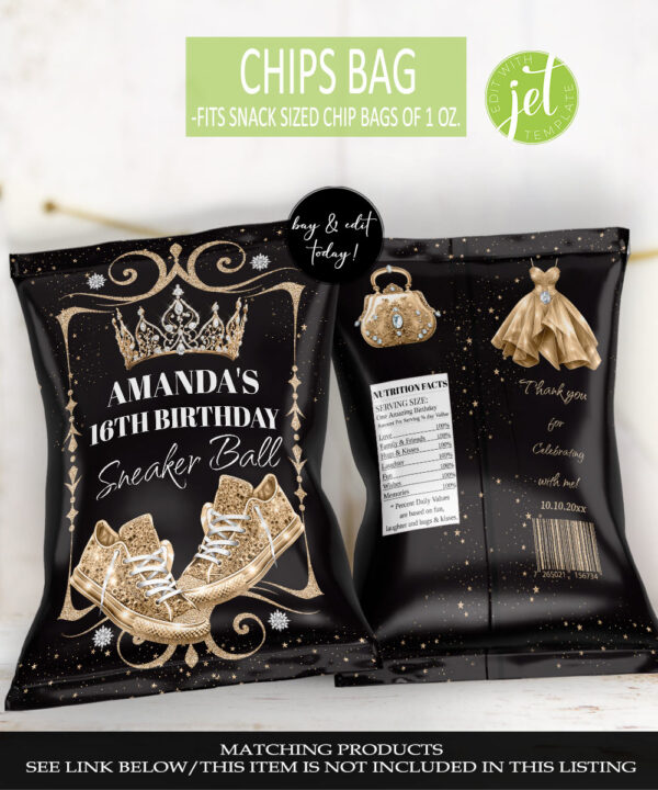 Royal Black Sneakers Chip Bag