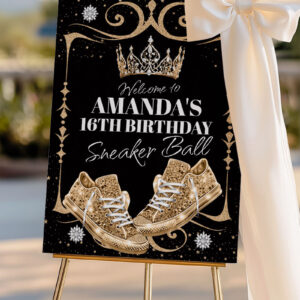 Royal Black Sneakers Welcome Sign