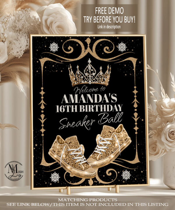 Royal Black Sneakers Welcome Sign