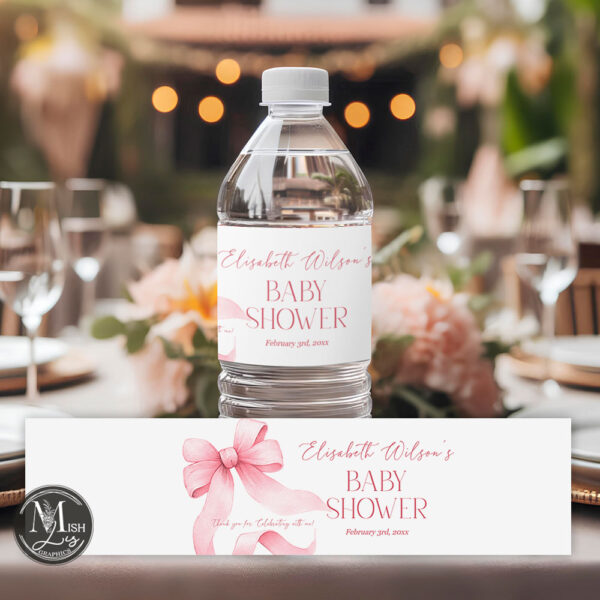 Sweet Girl Baby Shower Water Bottle Labels
