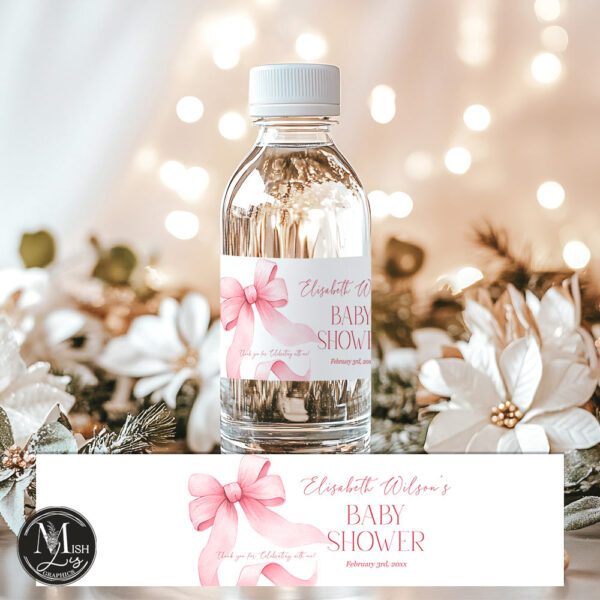 Sweet Girl Baby Shower Water Bottle Labels