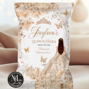 Beige Champagne Roses Quinceañera Chip Bag