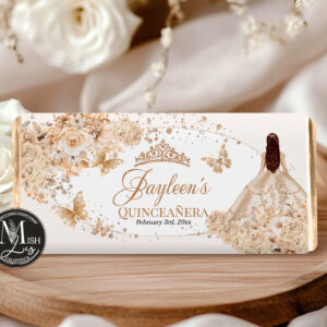 Beige Champagne Quinceañera Chocolate Wrapper