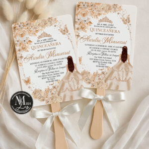 Beige Champagne Quinceañera Invitation