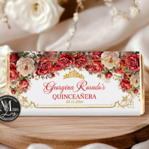 Regal Red Roses Quinceañera Chocolate Wrapper