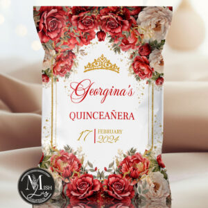 Red Roses Quinceañera Chip Bag