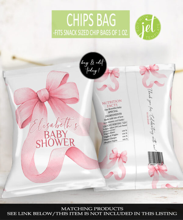 Sweet Girl Baby Shower Chip Bags