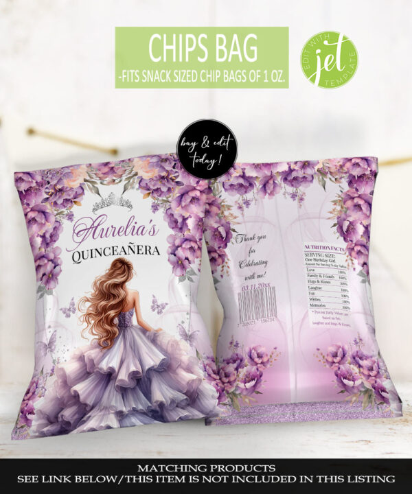 Lavender-Chip Bag-with-Flowers-and-Crown