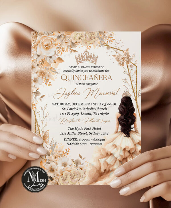 beige-champagne-quinceanera-invitation