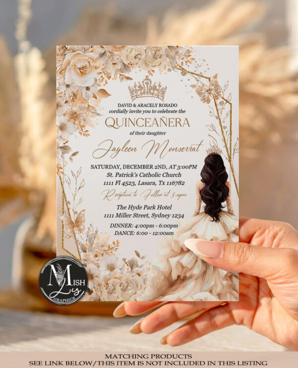 beige-champagne-quinceanera-invitation