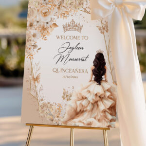 champagne-quinceanera-welcome-sign