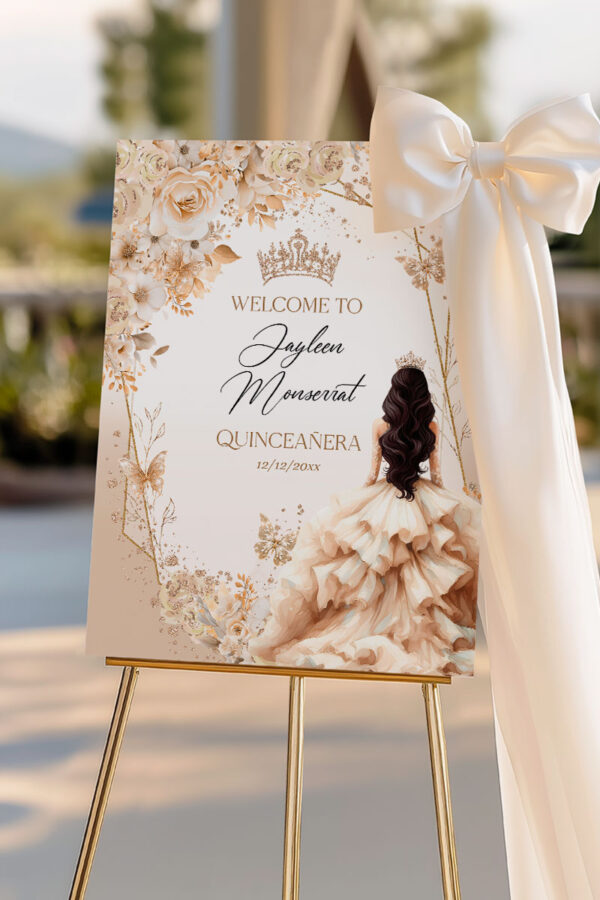 champagne-quinceanera-welcome-sign