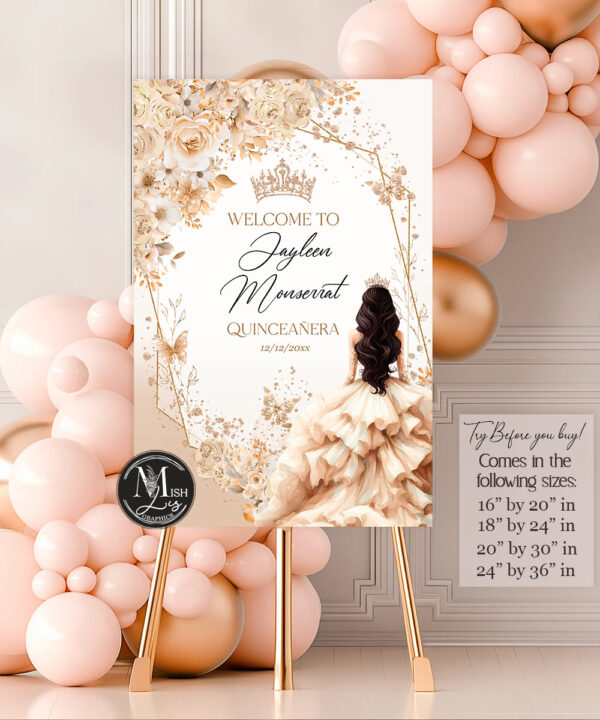 champagne-quinceanera-welcome-sign